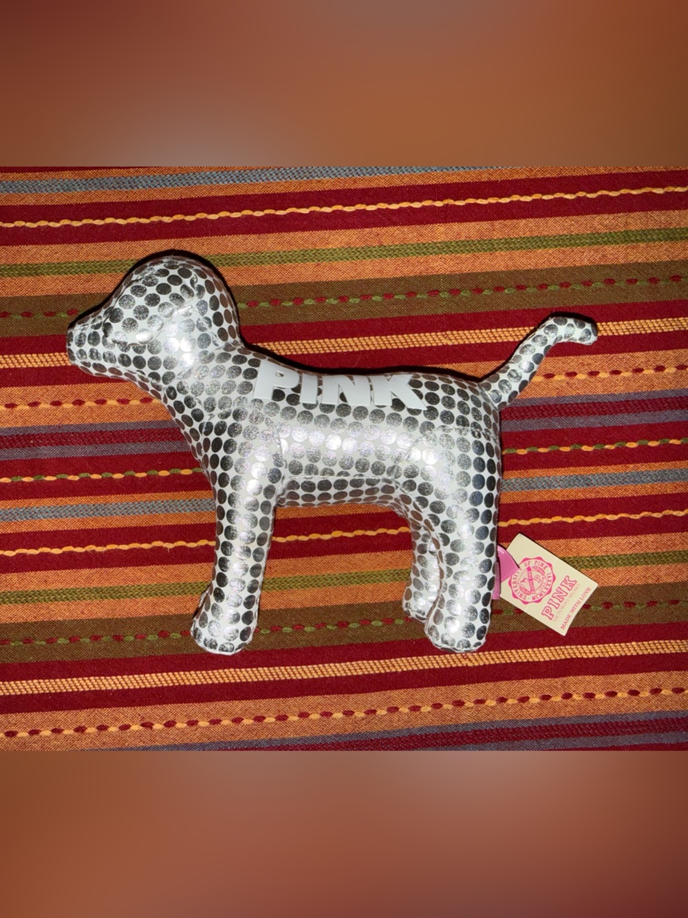 silver spotted VS PINK dog w/ tag!